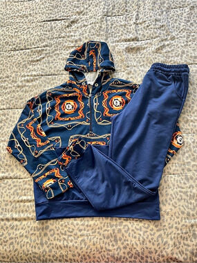 Blue & Orange Hoodie Jogger Set Like New